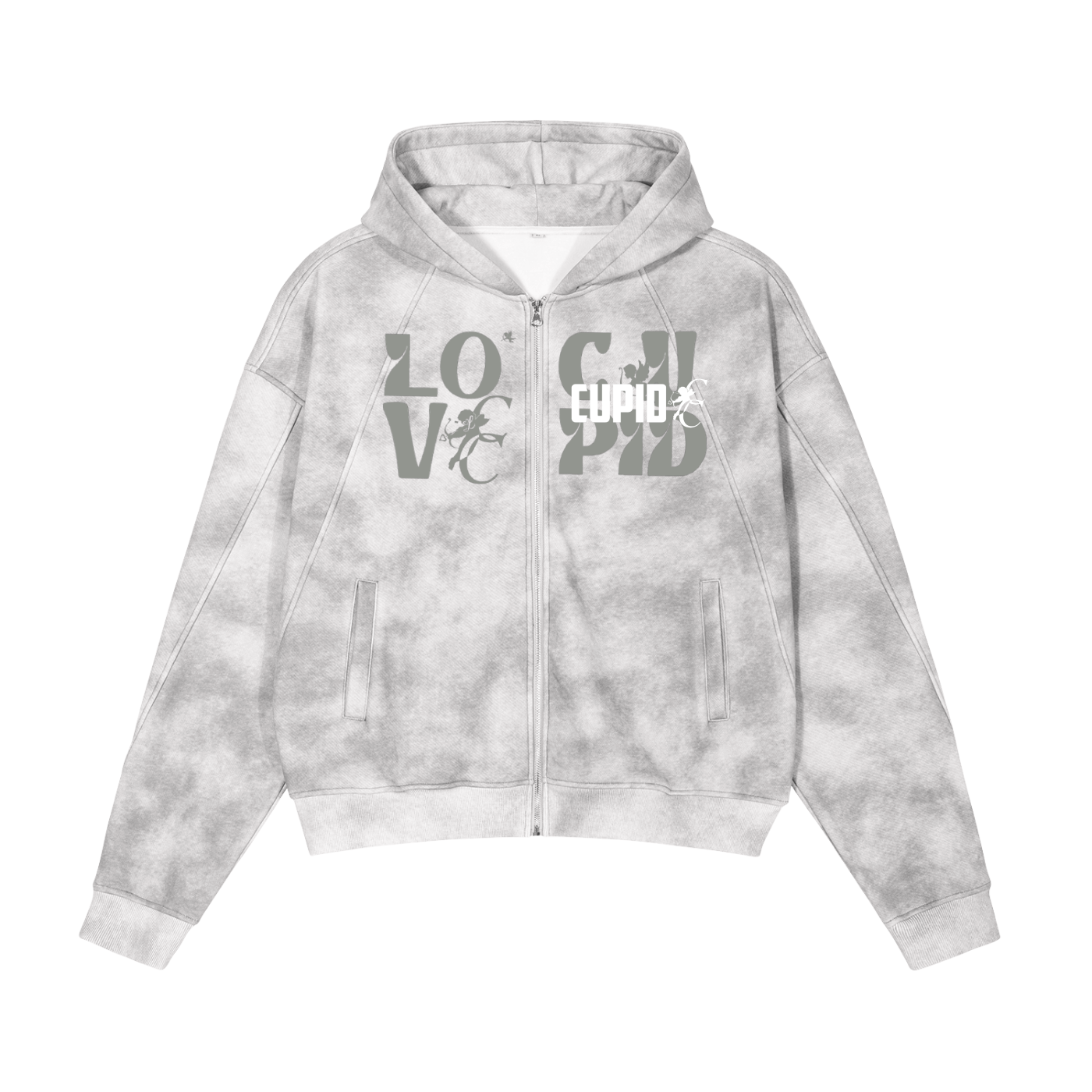 LCC Grey Washed Zip-Up Fleece Hoody