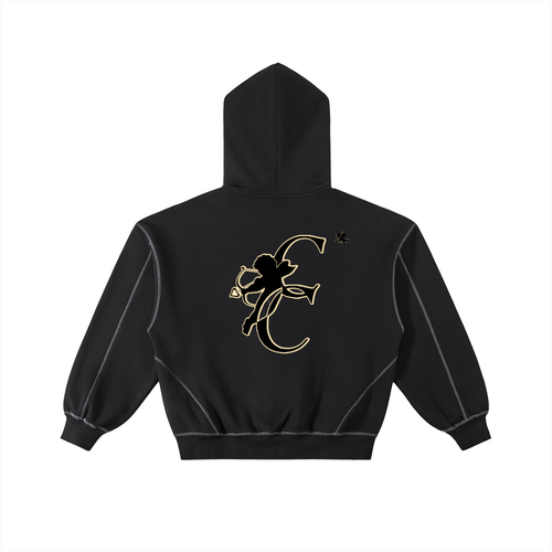 LCC Black & Gold Contrast Zip-Up Hoody